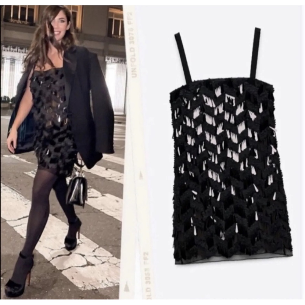 Zara black sequin mini dress